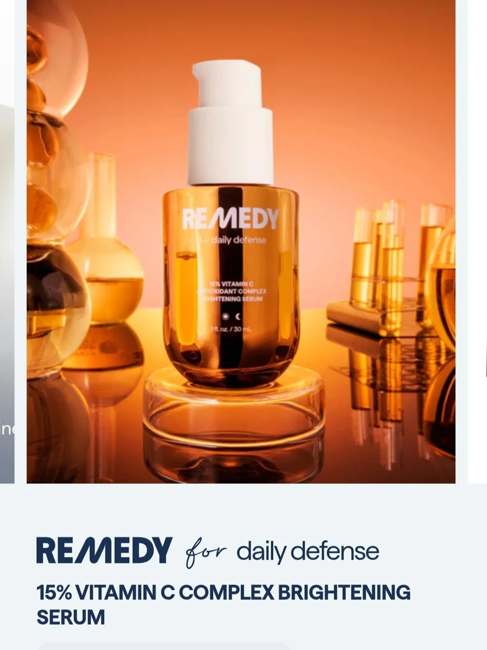 Remedy 15% Vitamin C Brightening Serum - Gold/White . Barely Used
